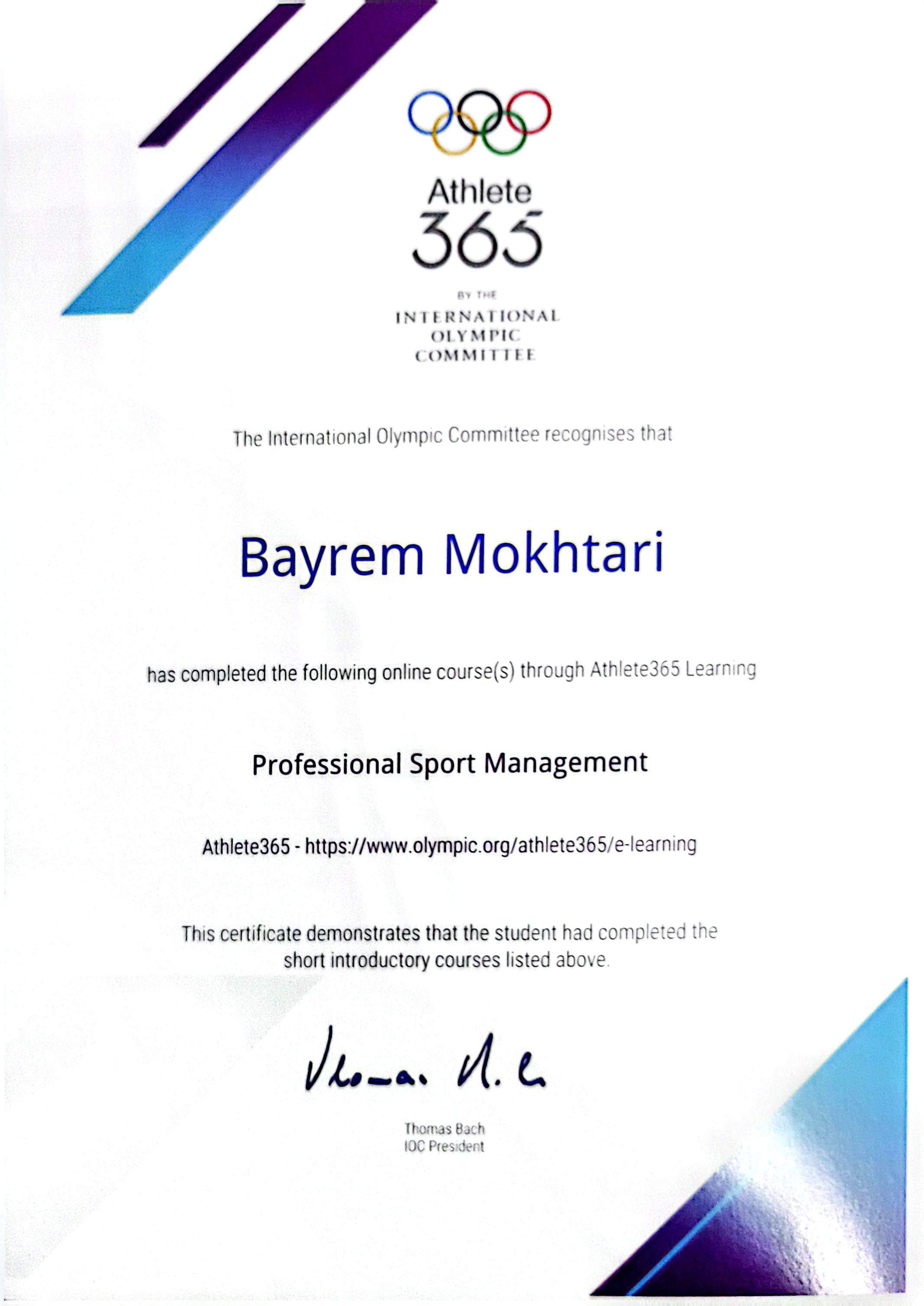 Professional Sport Management — IOC Athlete365 Learning