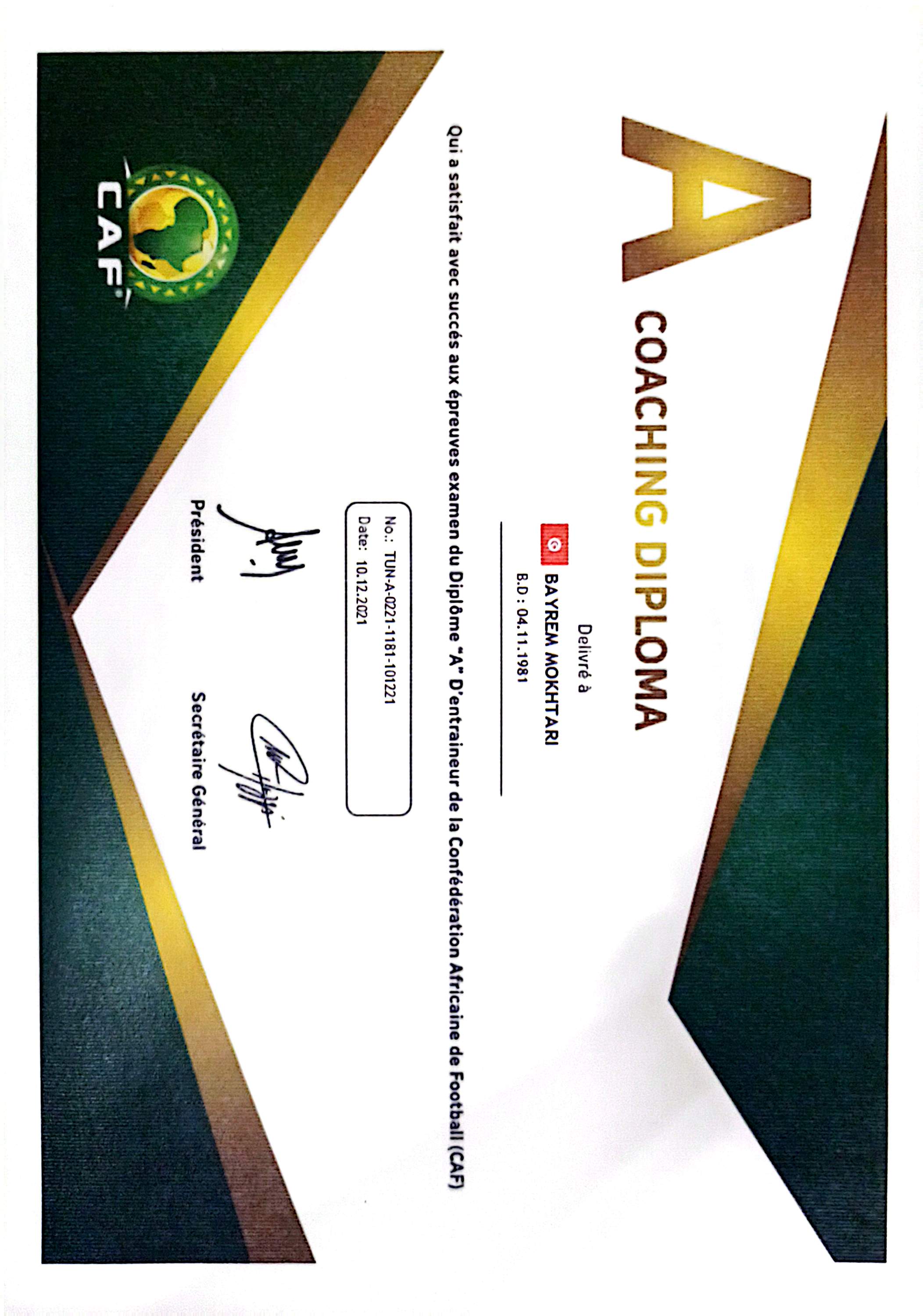 CAF A Coaching Diploma — Confederation of African Football